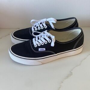 Vans Authentic Black and White Classic Low-Top Tie Canvas Sneakers